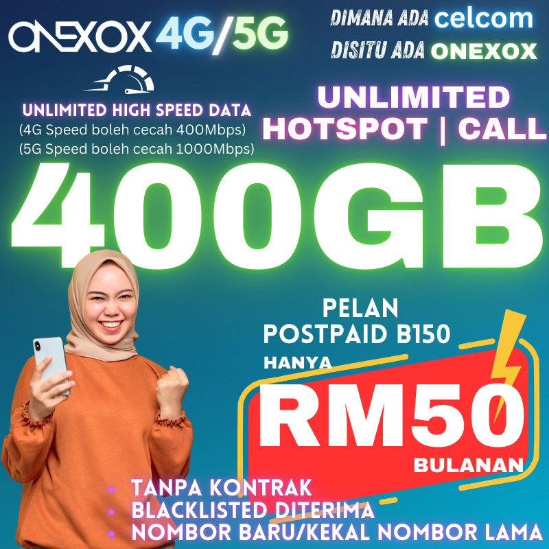 ONEXOX Postpaid 400GB High Speed 4G 5G Data Plan