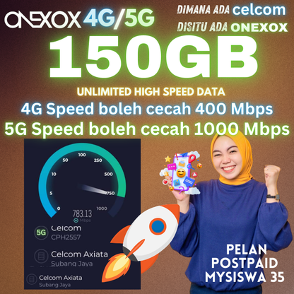 ONEXOX Postpaid 150GB High Speed 4G 5G Data Plan