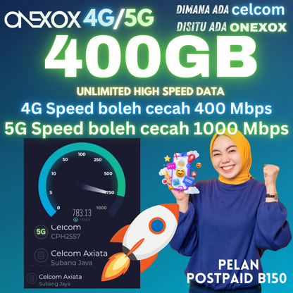 ONEXOX Postpaid 400GB High Speed 4G 5G Data Plan