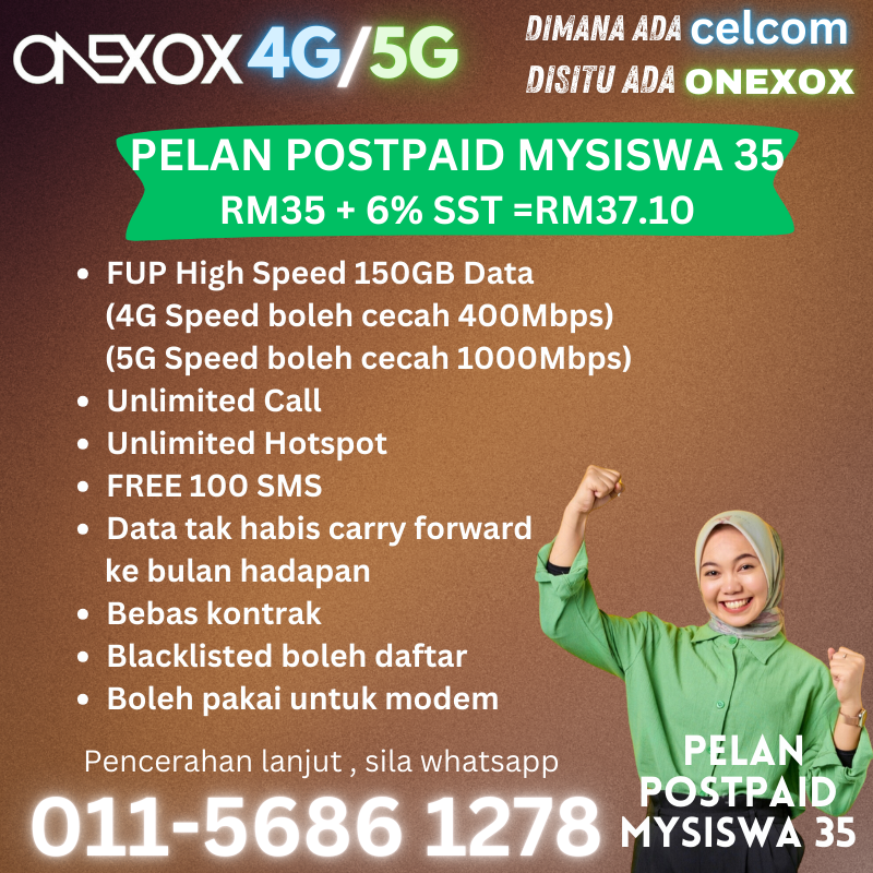 ONEXOX Postpaid 150GB High Speed 4G 5G Data Plan