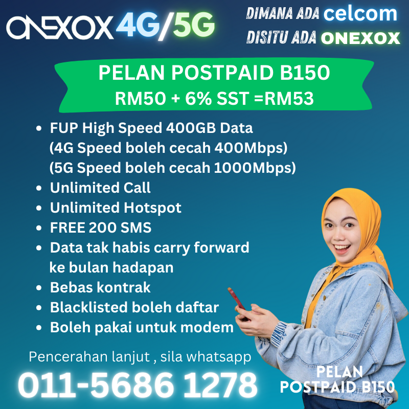 ONEXOX Postpaid 400GB High Speed 4G 5G Data Plan.